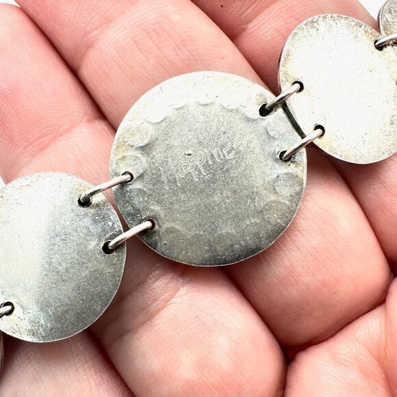 Antique Vintage Asian Happiness Bracelet Sterling Silver Chinese Character - Picture 2 of 6